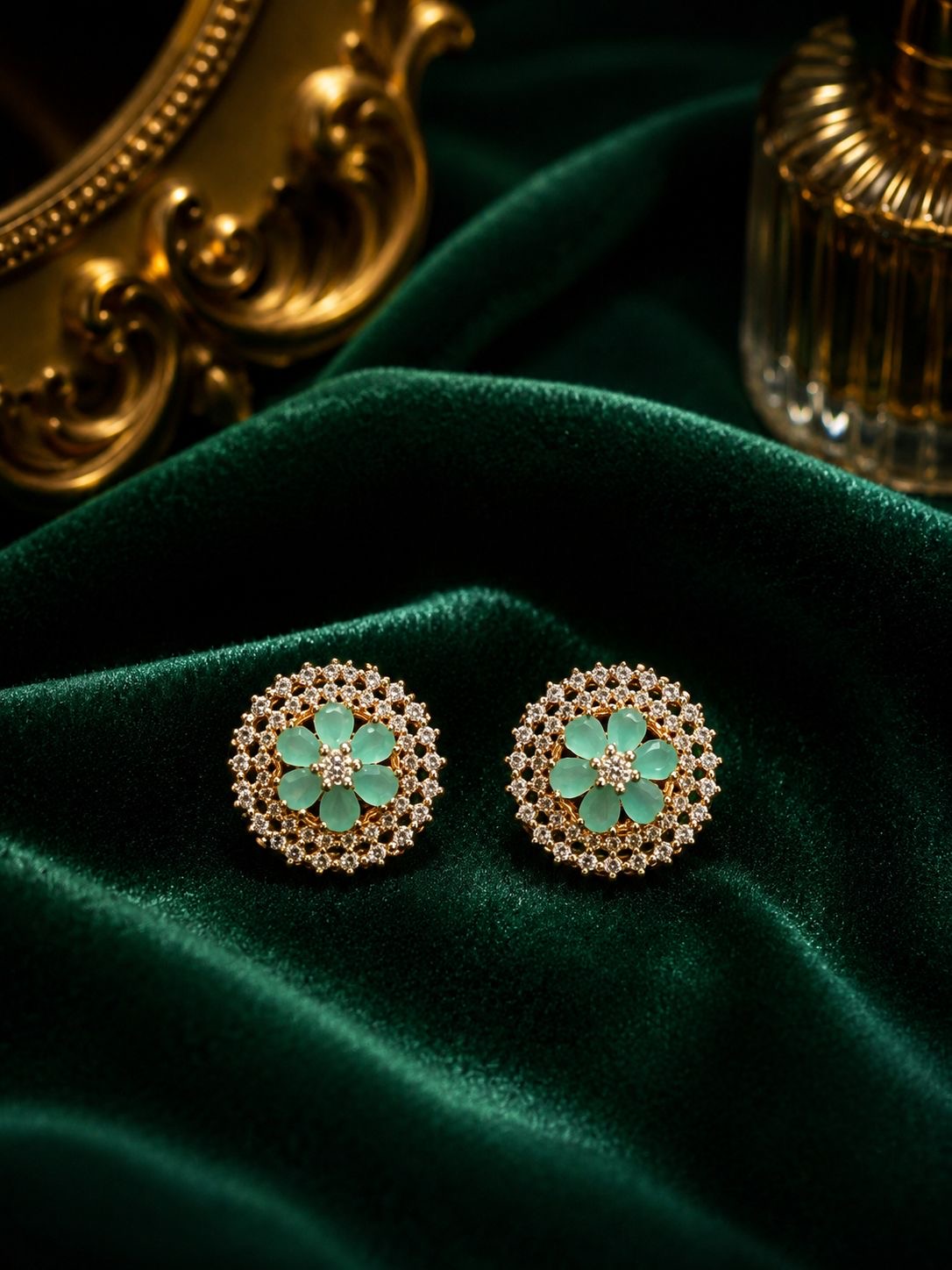 Emerald Bloom Luxe Stud Earrings ✨