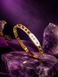 Luxury White Enamel Crystal Bracelet – Gold Plated Elegance