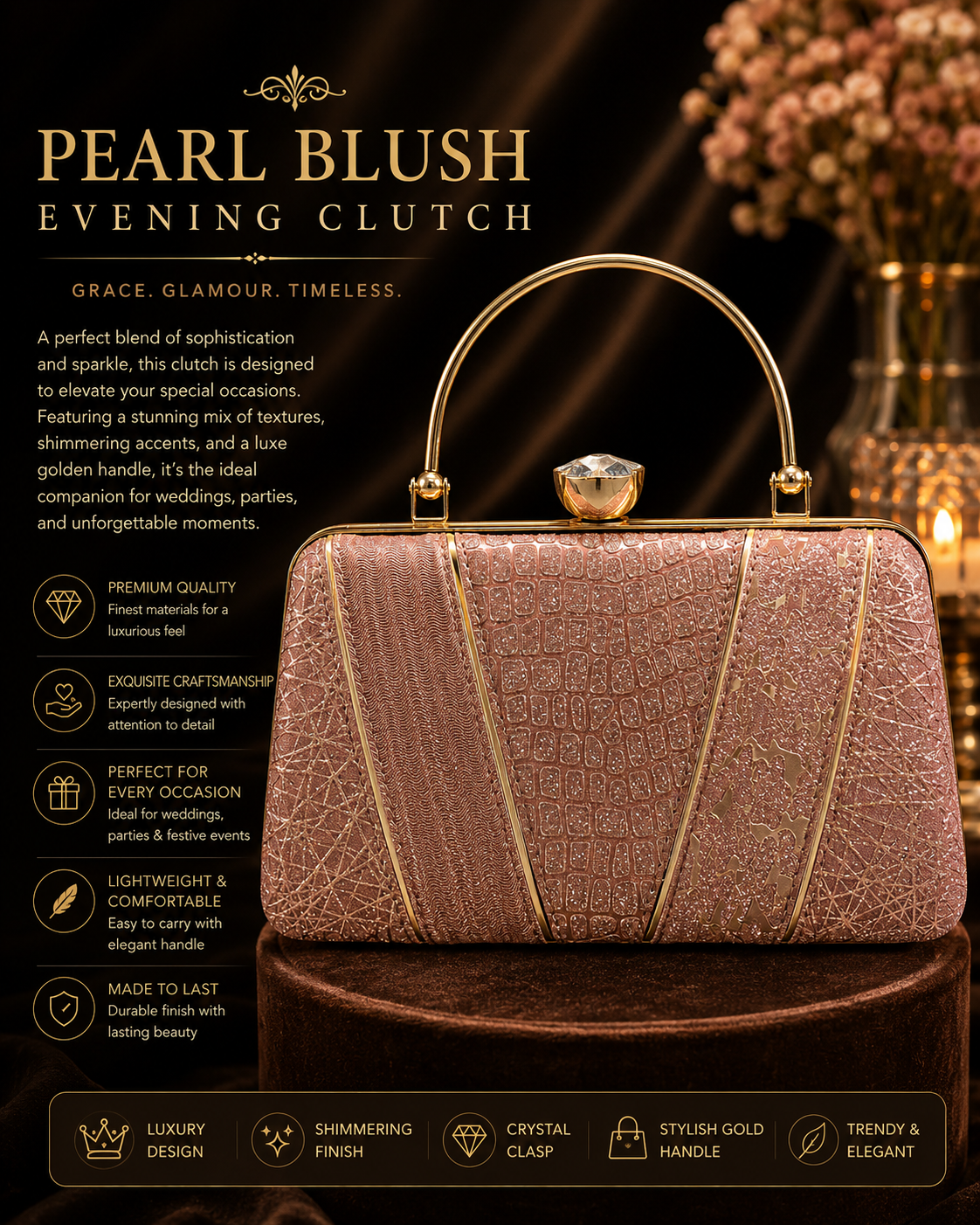 Pearl Blush Evening Clutch ✨