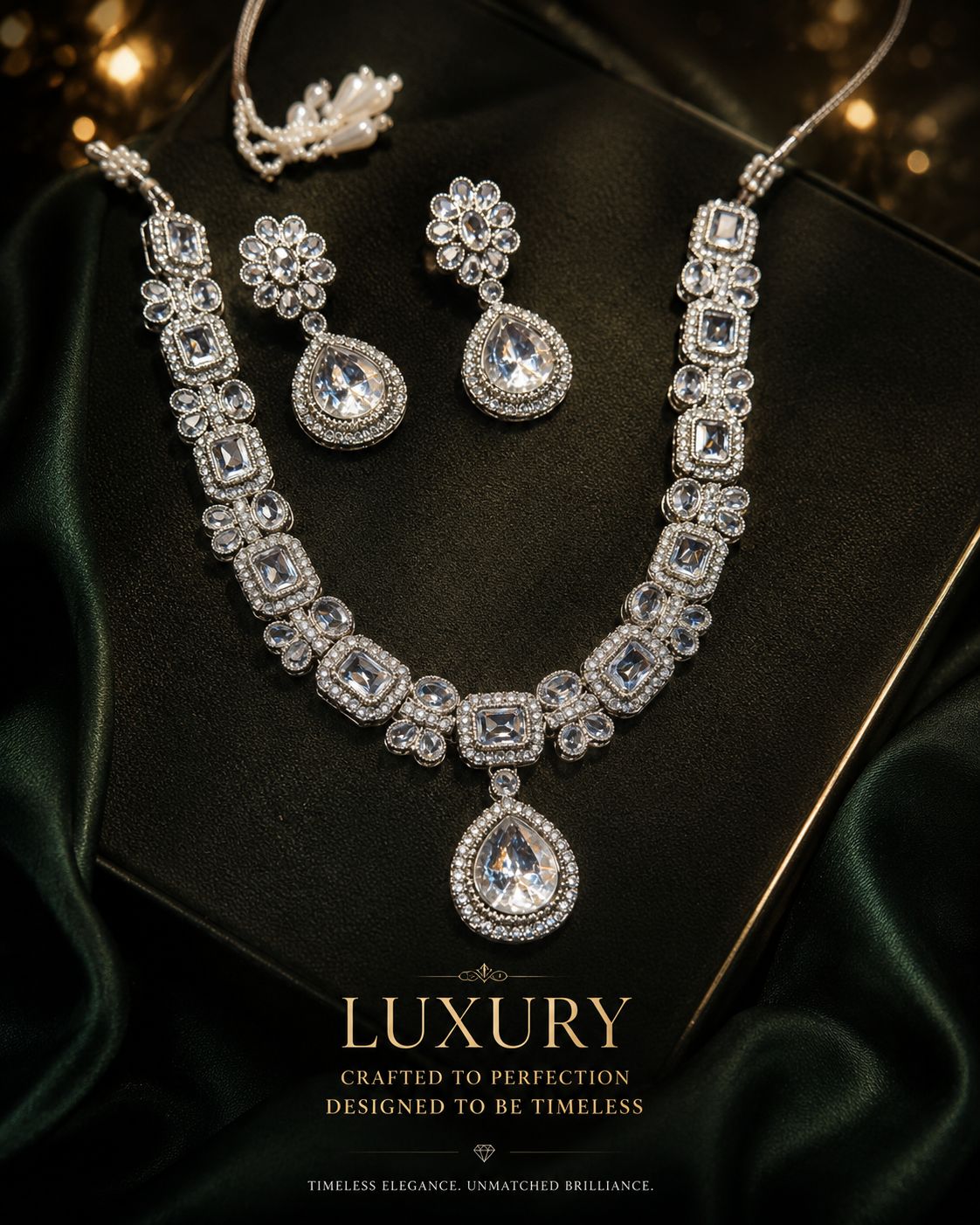 Silver kundan set