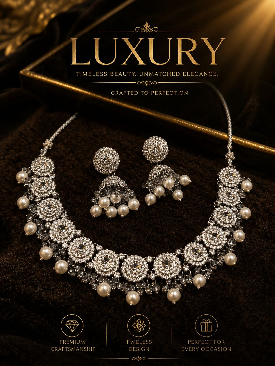 Silver set with jhumki