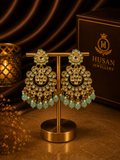 Mint Kundan Chandbali Earrings ✨
