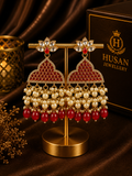 ❤️ Noor Ruby Pearl Chandbali Earrings