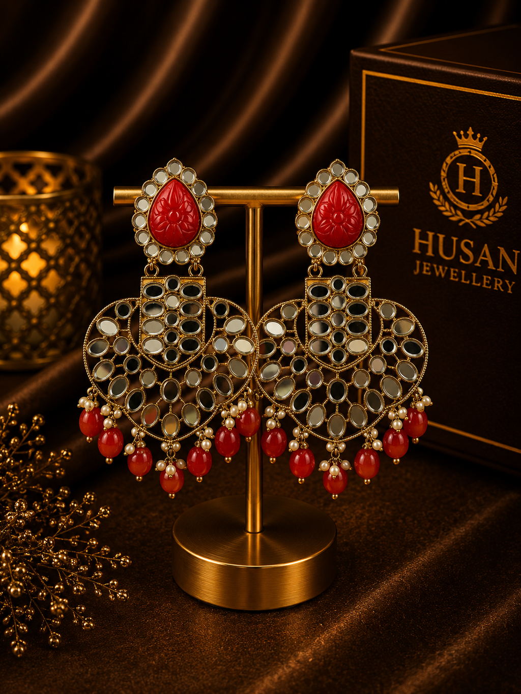 Noor Jade Mirror Chandbali Earrings